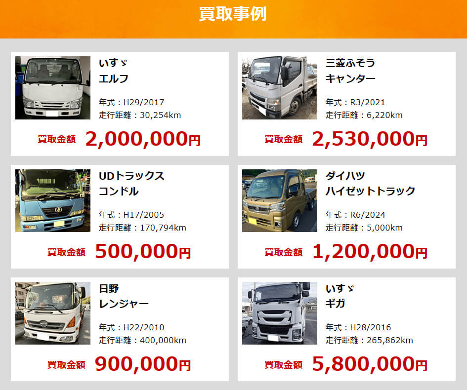 カーネクストのトラック買取の実績