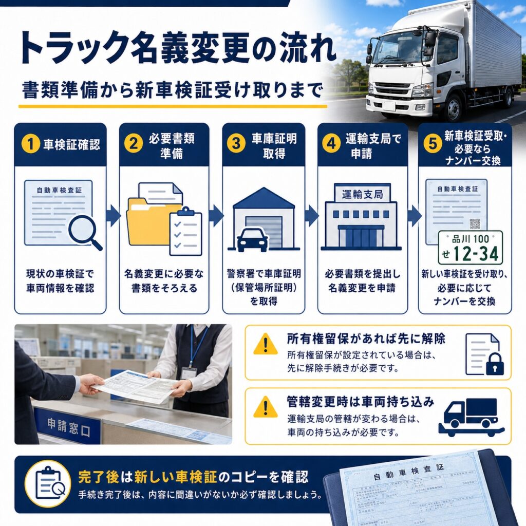 トラック名義変更のやり方と陸運局での流れ