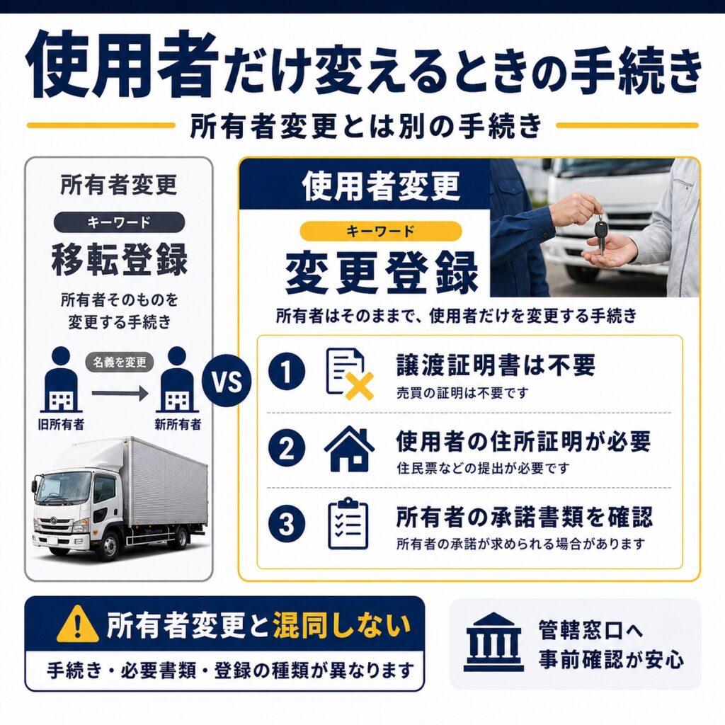 所有者ではなく使用者だけ変える場合の手続き