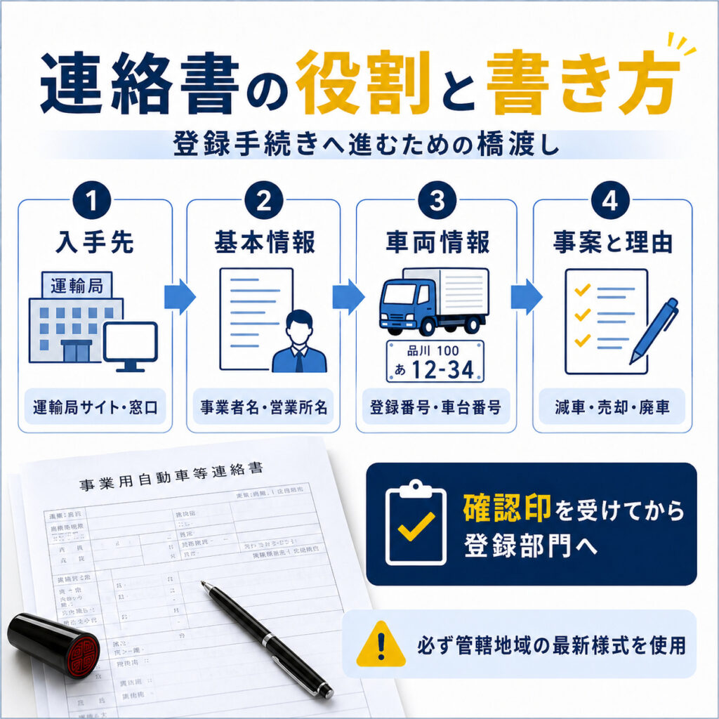 事業用自動車等連絡書の書き方と入手方法