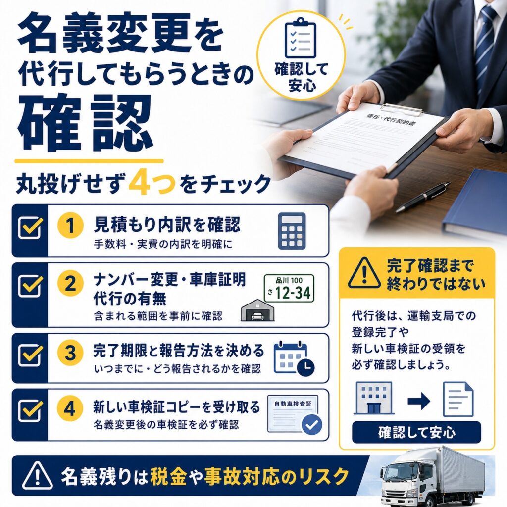 名義変更を代行してもらう場合の確認ポイント