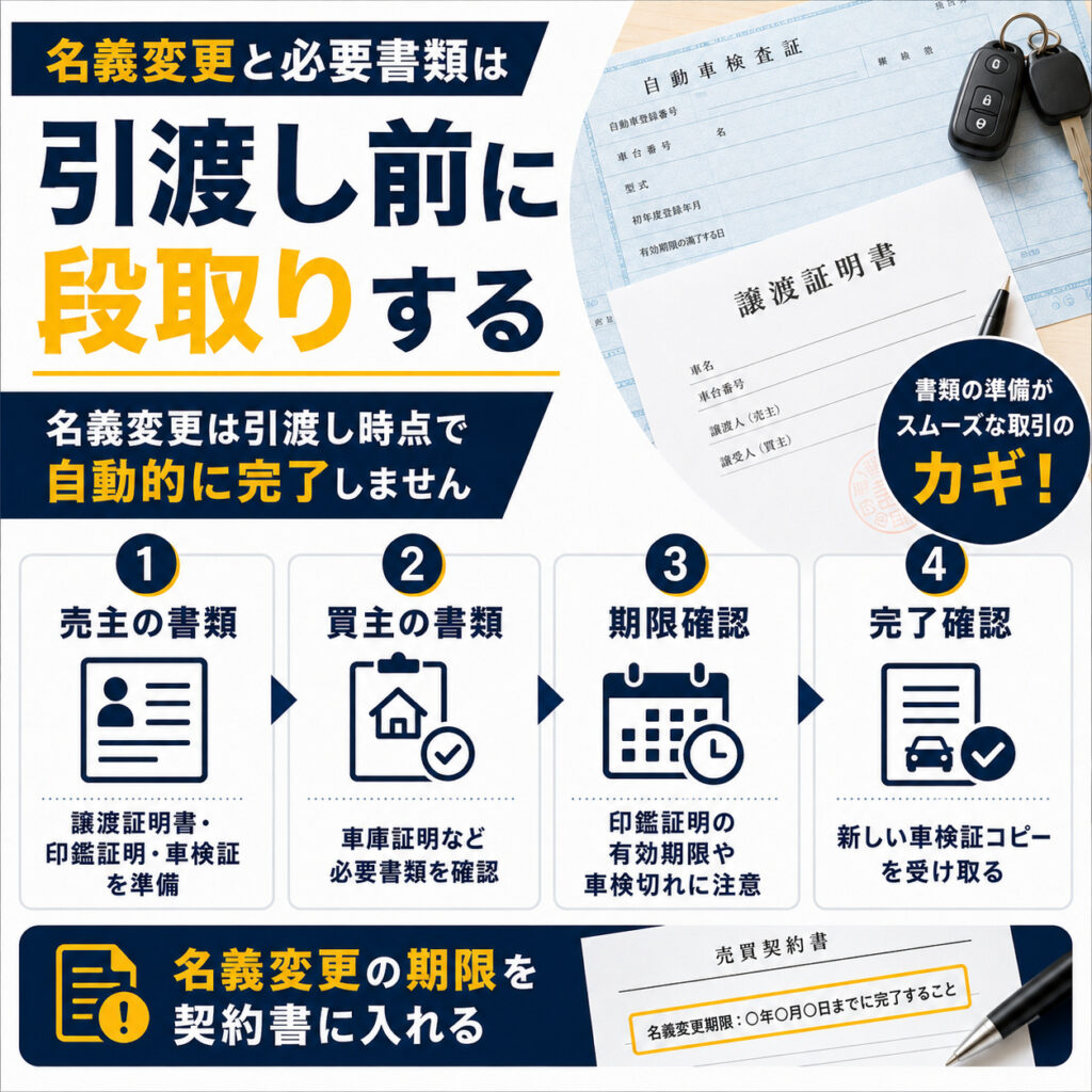 名義変更と必要書類は引渡し前に段取りする