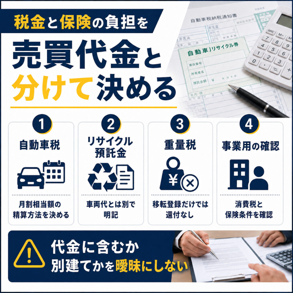 税金と保険の負担を売買代金と分けて決める
