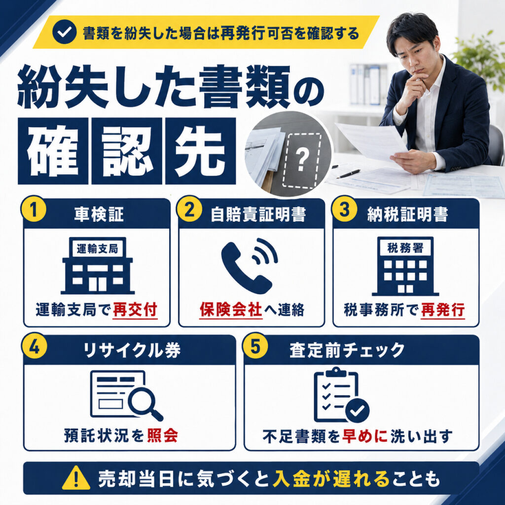 書類を紛失した場合は再発行可否を確認する