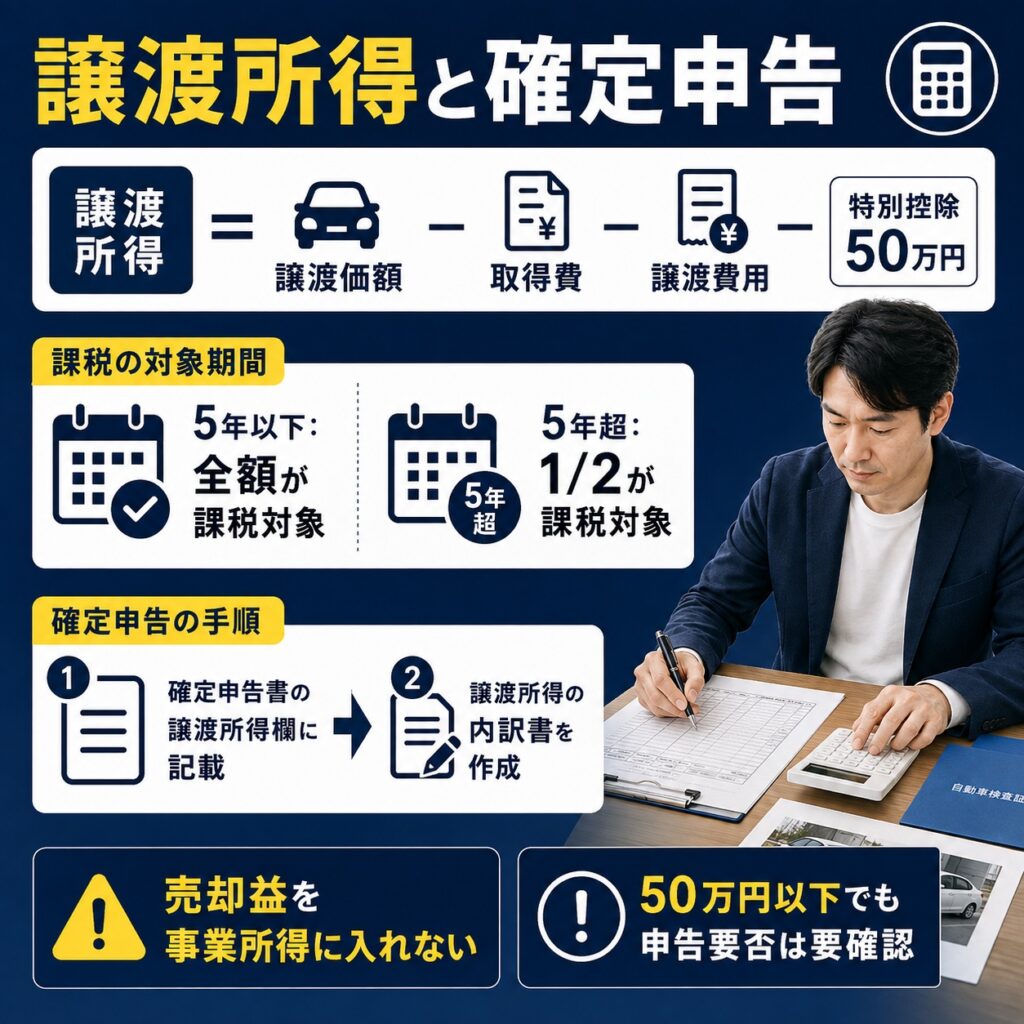 車両売却の譲渡所得と確定申告を計算する