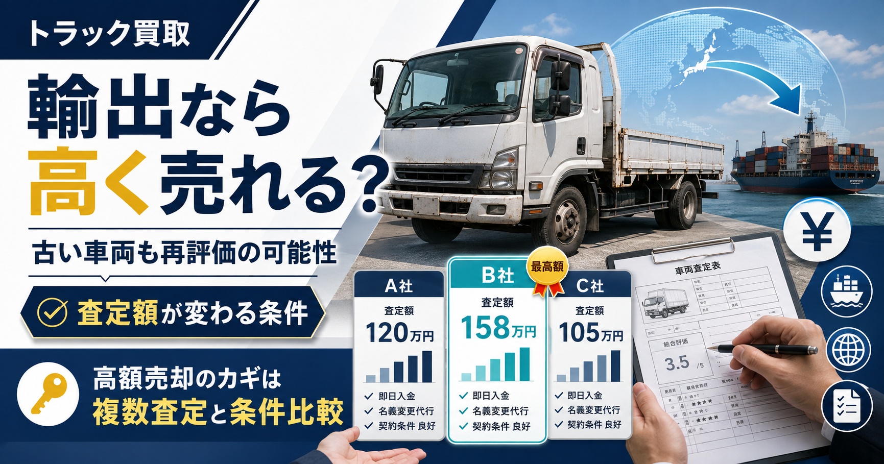 トラック買取では【輸出なら高く売れる?】査定額が変わる具体的な条件