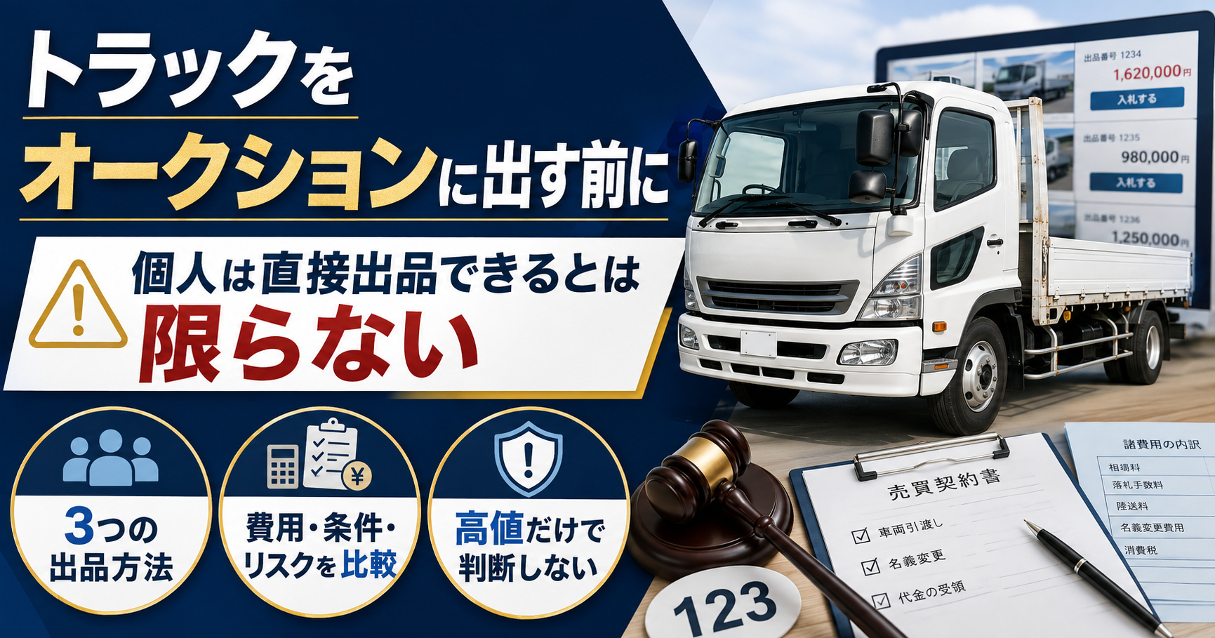 トラックオークション出品の現実【個人が直接参加できるとは限らない】