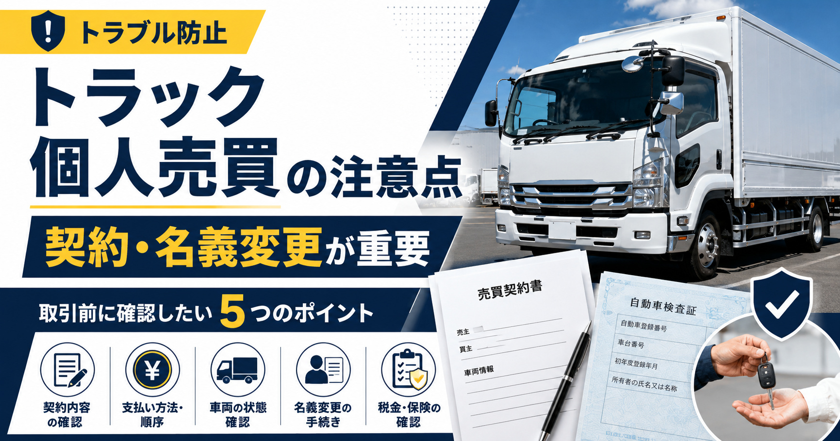 トラック個人売買の注意点と取引前の確認事項【契約と名義変更が重要】