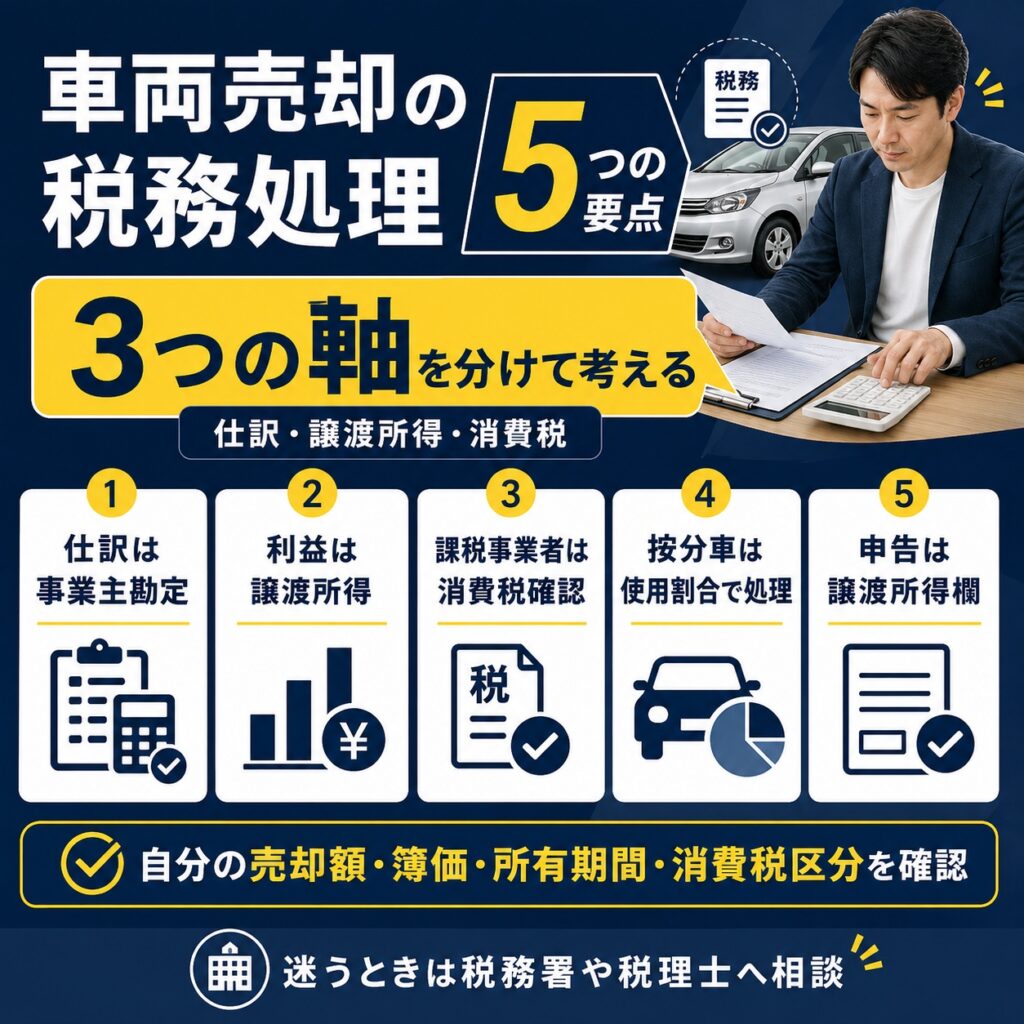 車両売却の税務処理5つの要点
