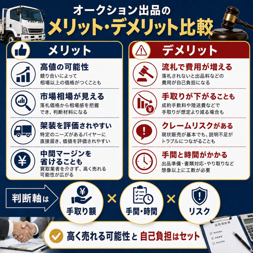 オークション出品のメリットとデメリットを比べる