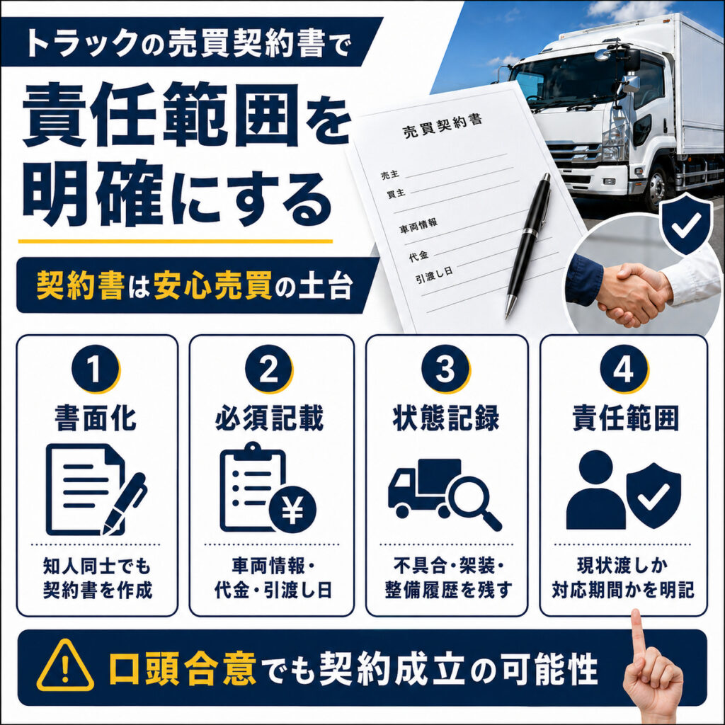 トラックの売買契約書で責任範囲を明確にする