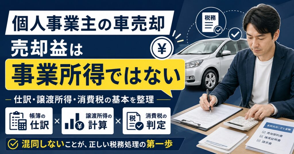 個人事業主の車両売却仕訳「売却益は事業所得？」知らないと迷う税務処理