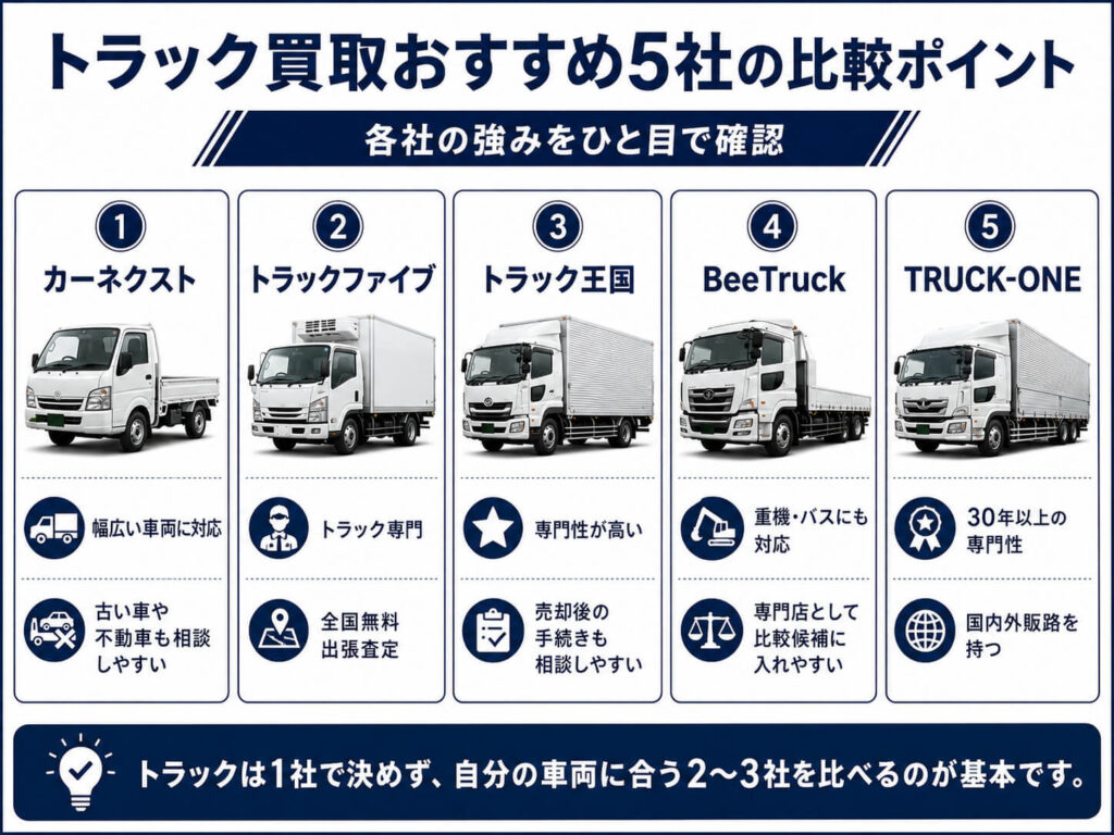 トラック買取ランキング比較ポイント