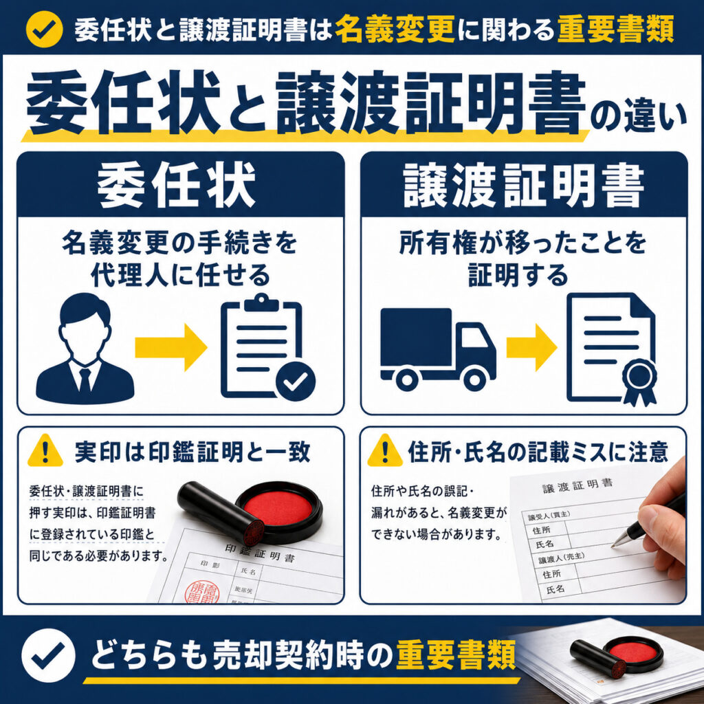 委任状と譲渡証明書は名義変更に関わる重要書類