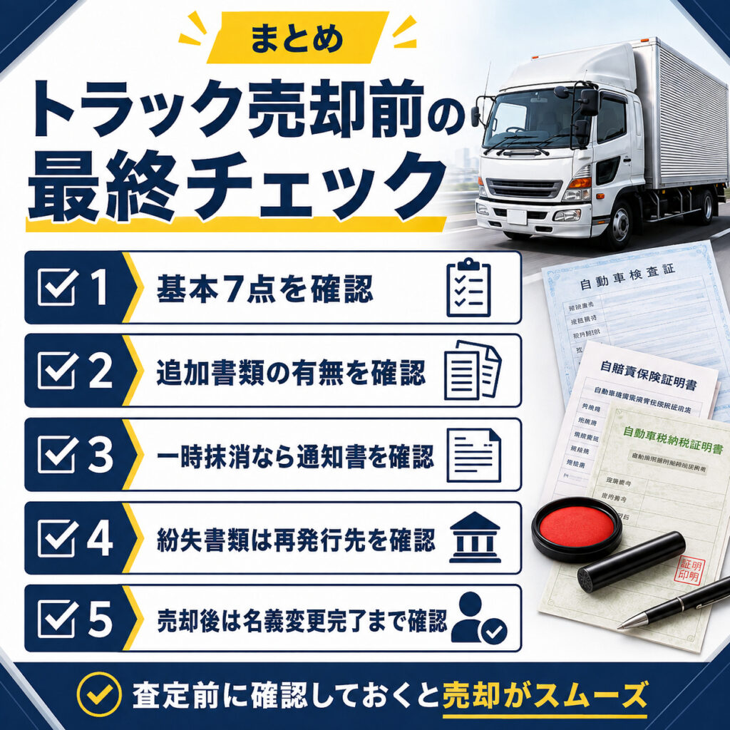 トラック売却前の最終チェック