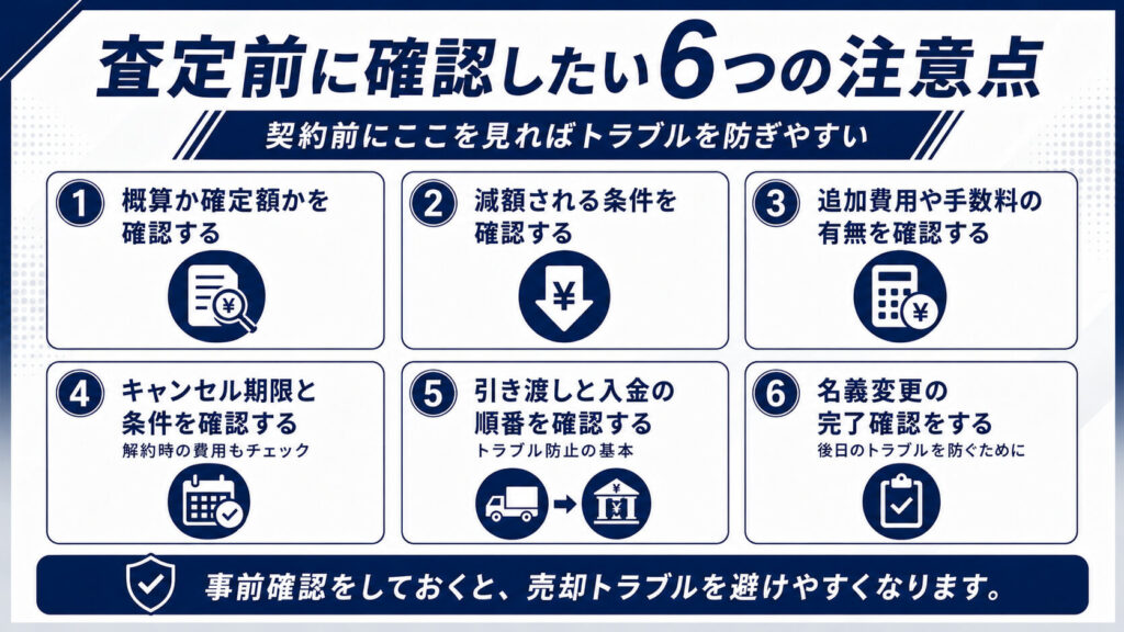 査定前に確認したい6つの注意点