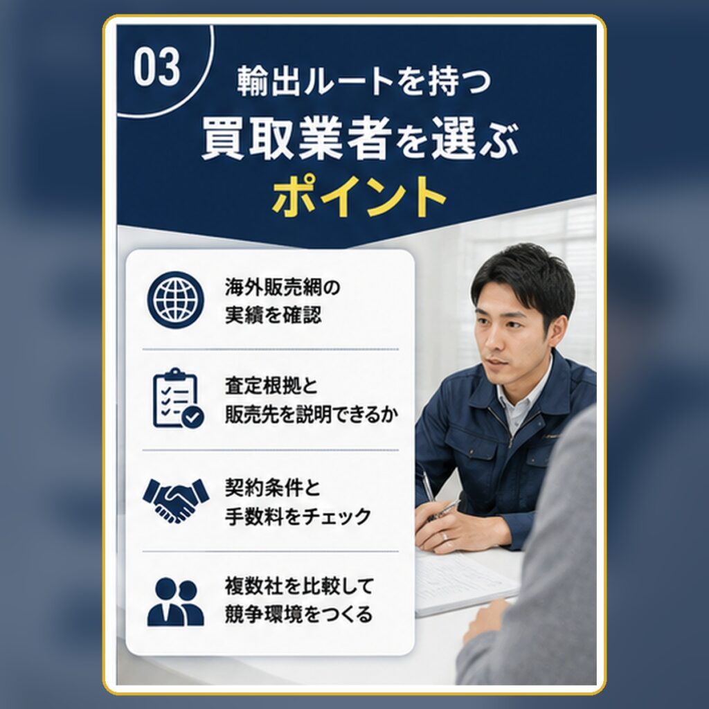 輸出ルートを持つ買取業者を選ぶポイント