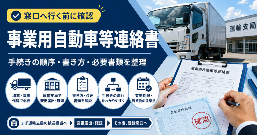 事業用自動車等連絡書とは？入手先と書き方を増車減車のケース別に解説