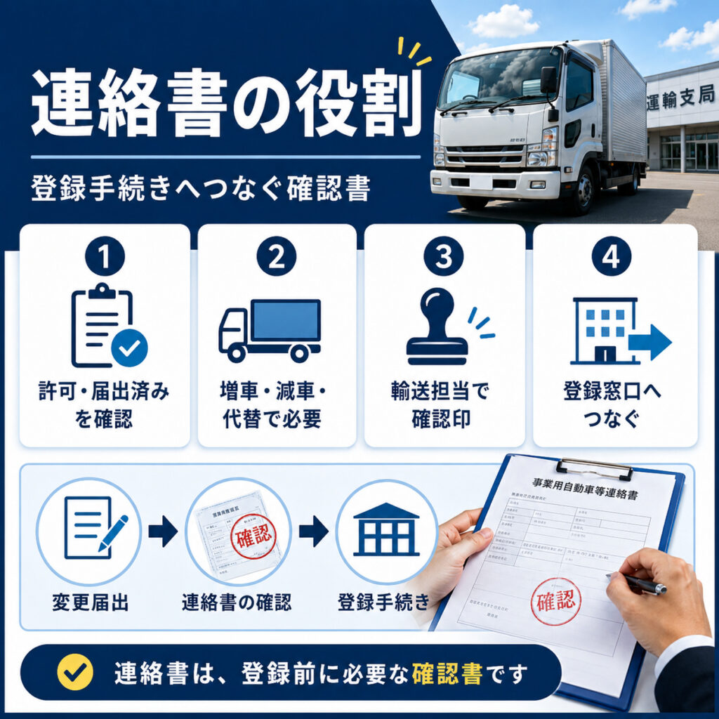 事業用自動車等連絡書は登録手続きにつなぐ確認書
