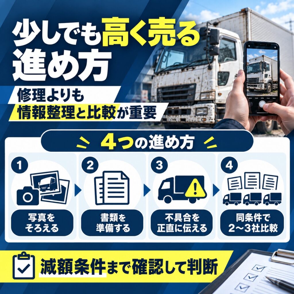 不動トラックを少しでも高く売るための進め方