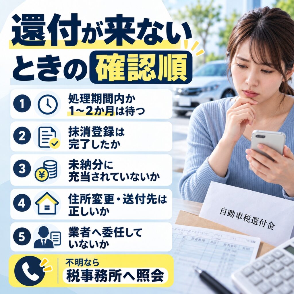 自動車税の還付が来ないときに確認すること