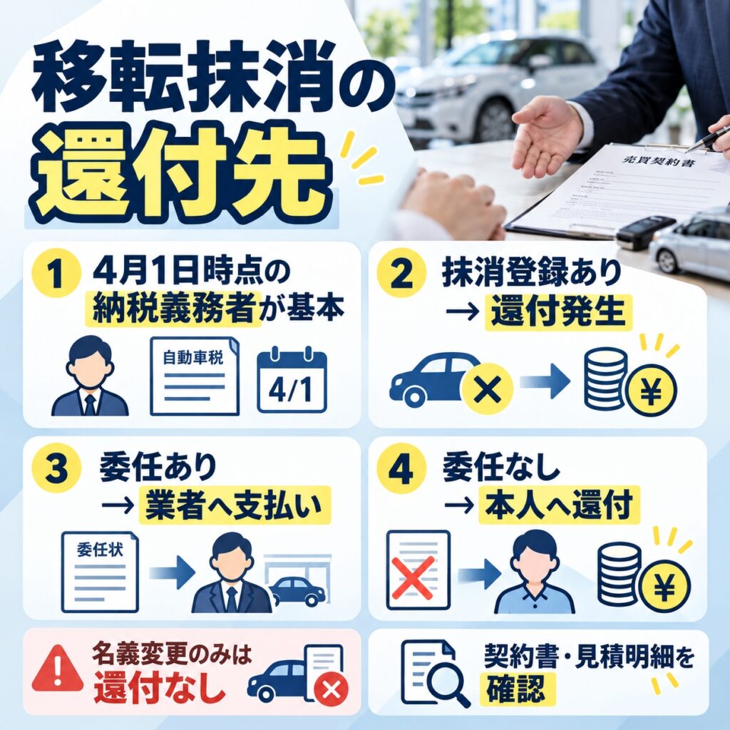 移転抹消では還付先と委任の有無を確認する