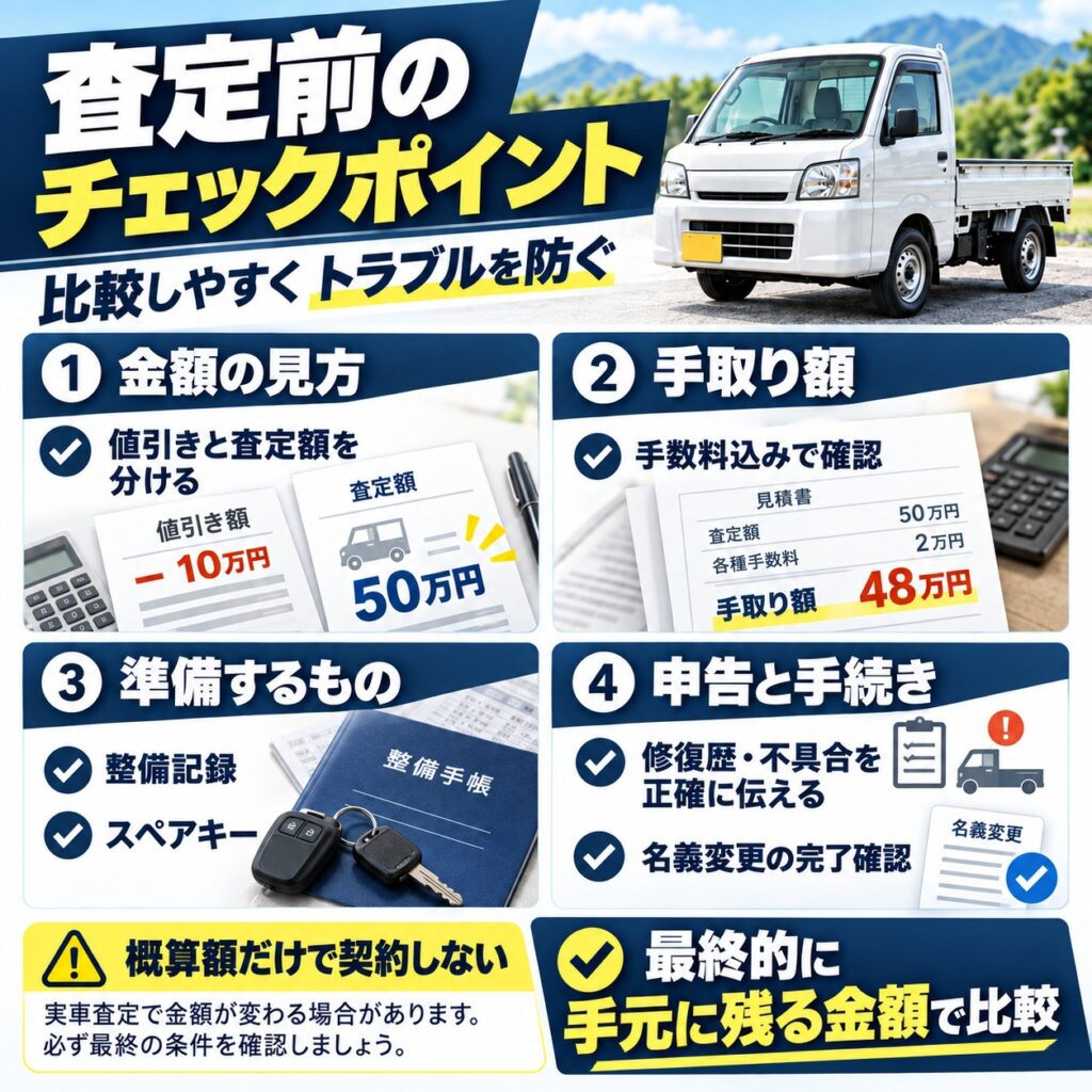 軽トラックを査定に出す前に確認したいこと
