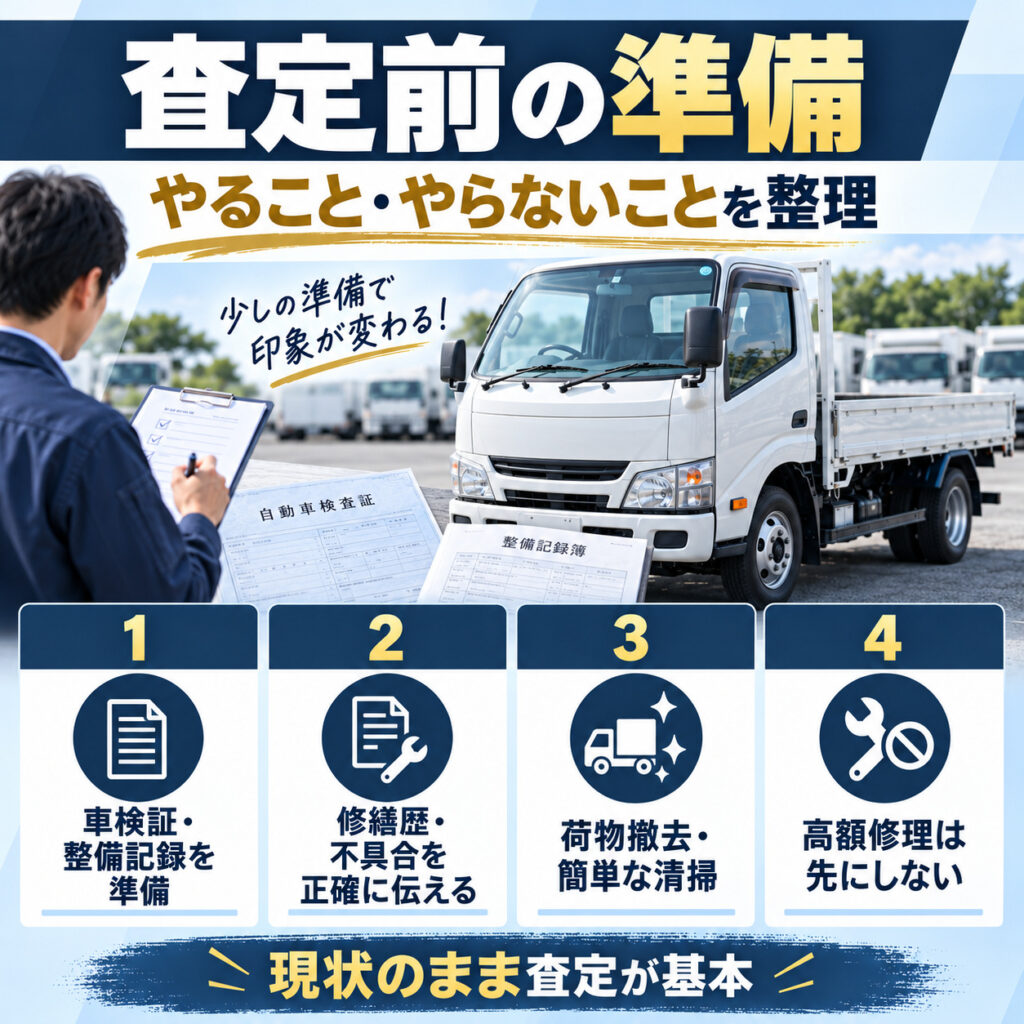 平ボディを高く売るための査定前準備