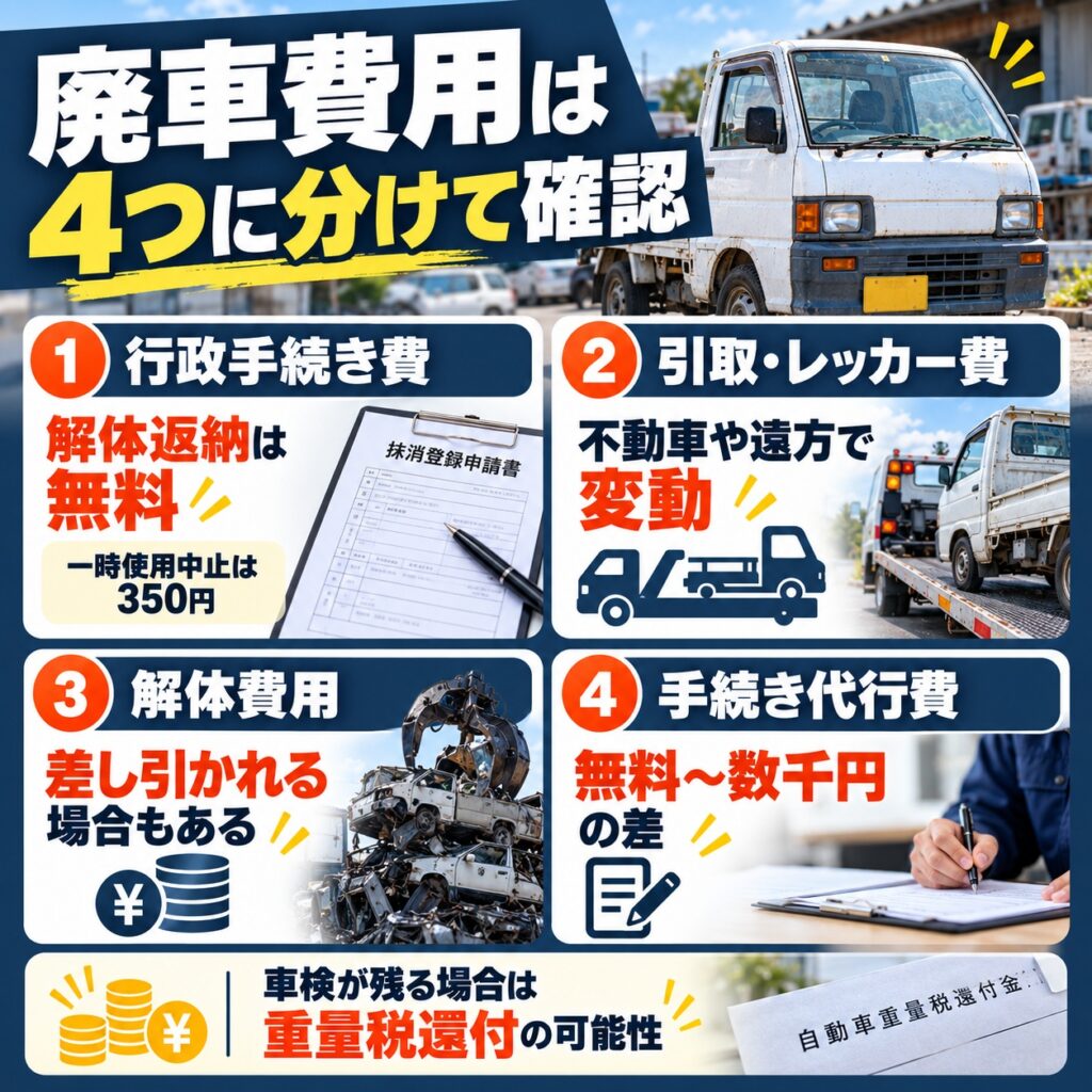 軽トラを廃車にするときの費用