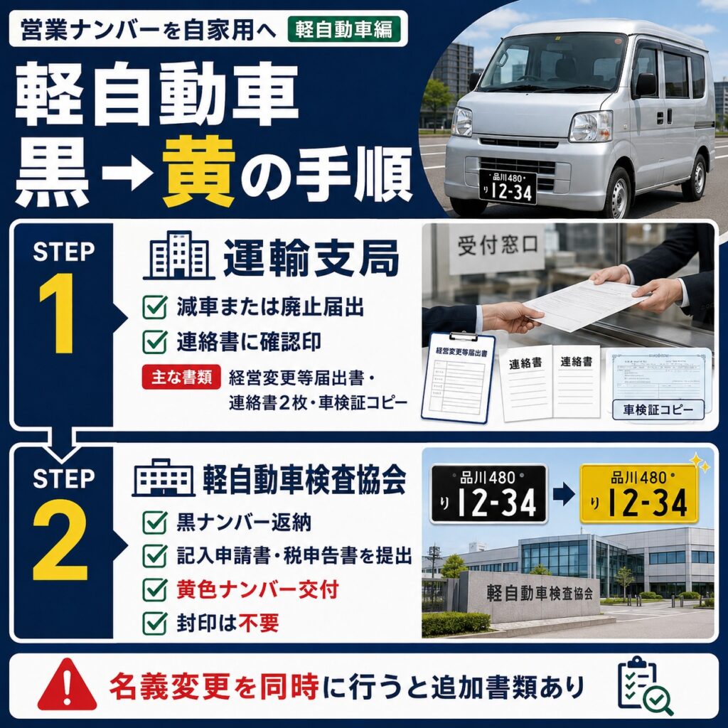 軽自動車を黄色ナンバーへ戻す必要書類と手順