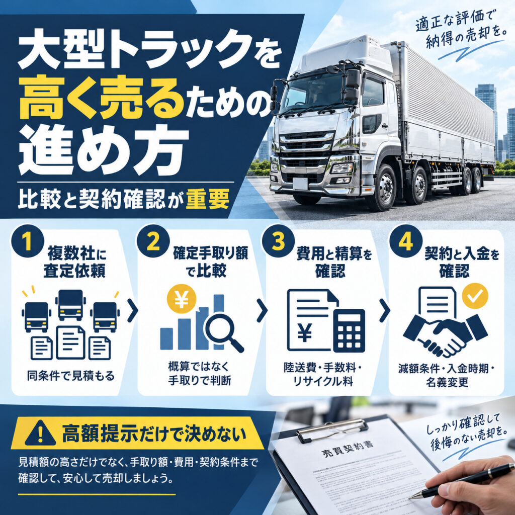 大型トラックを高く売るための進め方