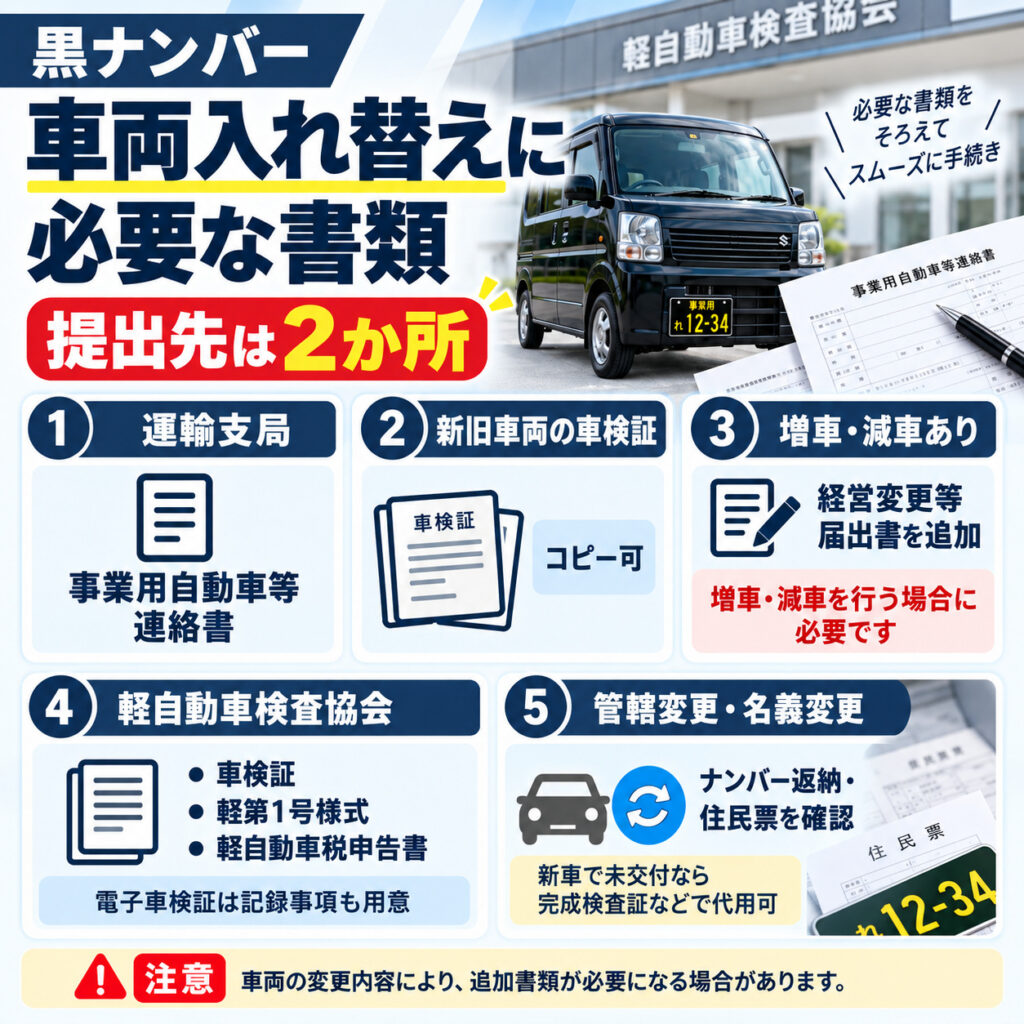 黒ナンバー車両入れ替えに必要な書類
