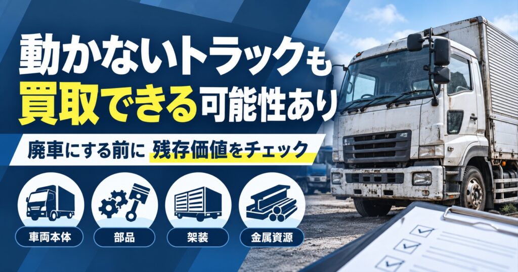 トラック不動車買取【廃車しかないは早い】動かない車に値段がつく理由