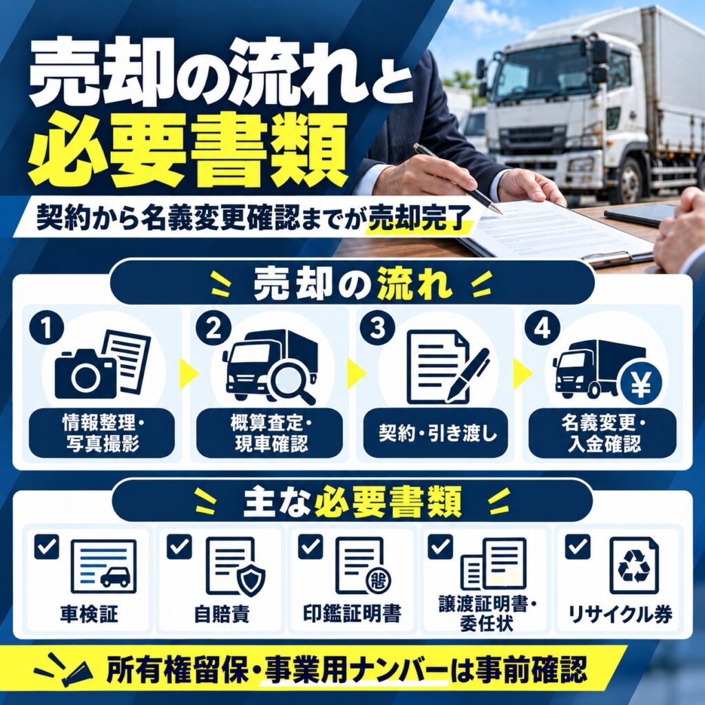 不動トラック売却の流れと必要書類を確認する