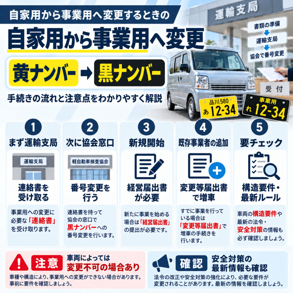 自家用から事業用へ変更するときの注意点