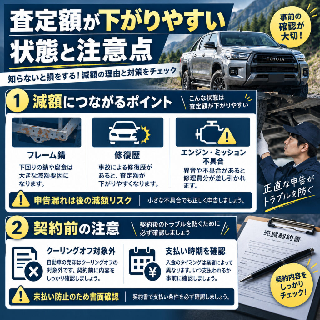 査定額が下がりやすい状態と注意点