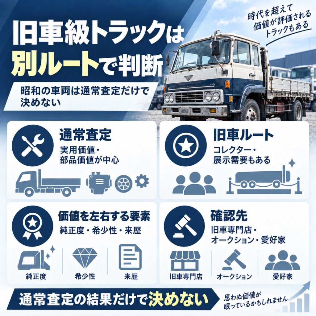 昭和や旧車級のトラックは通常査定と分けて考える