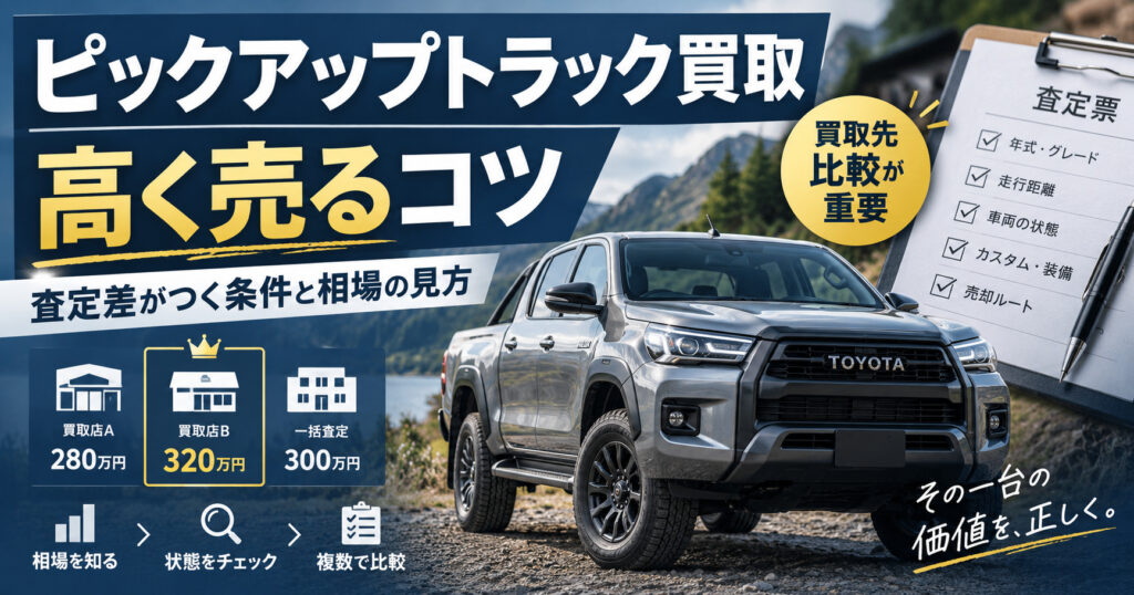 ピックアップトラック買取はどこで差がつく？高く売れる条件と相場の見方