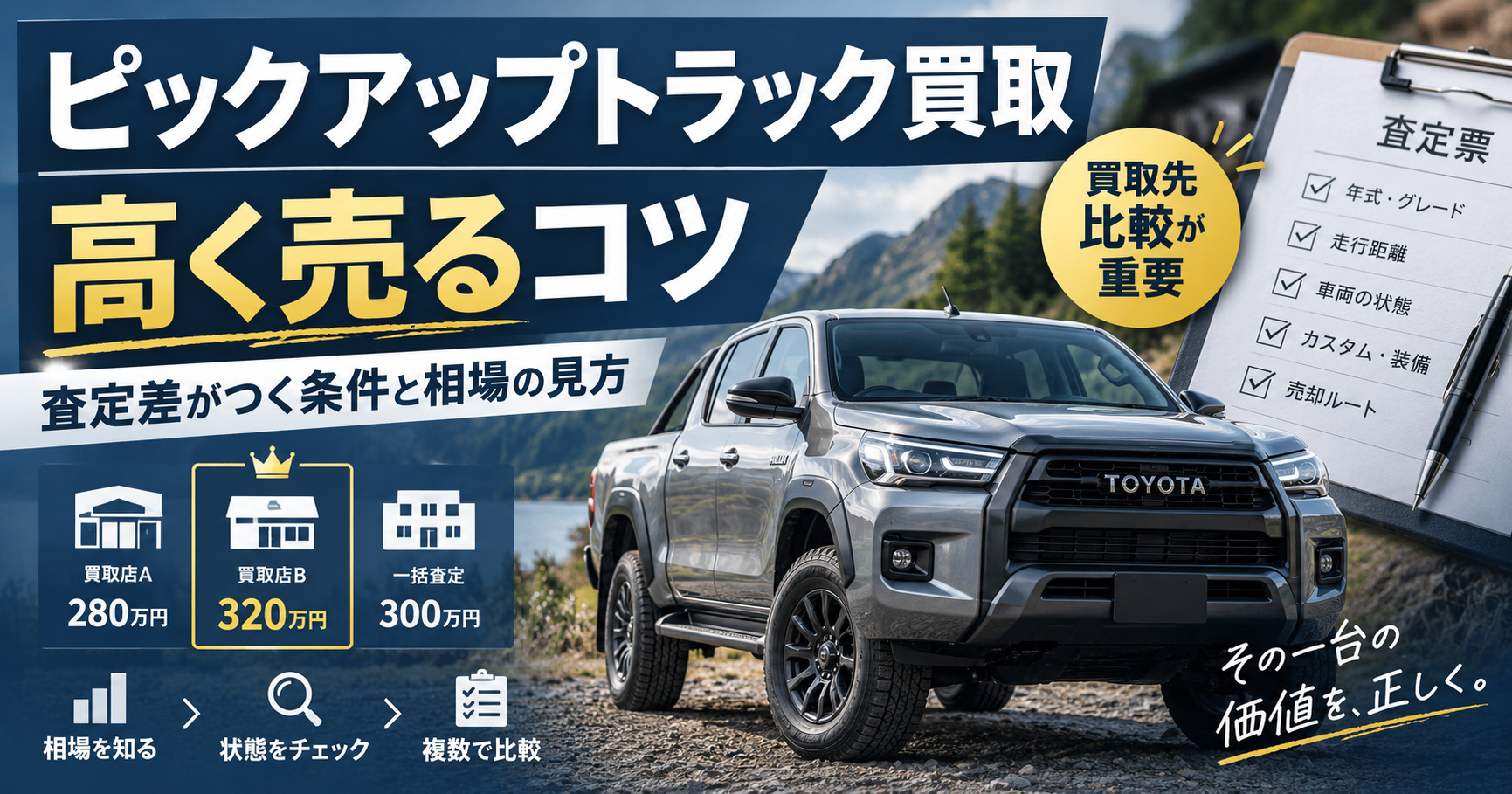 ピックアップトラック買取はどこで差がつく？高く売れる条件と相場の見方