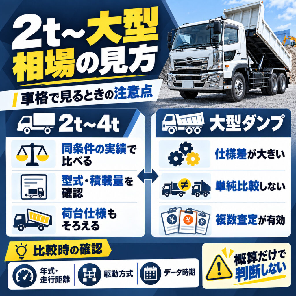 2tから大型まで相場を見るときの注意点