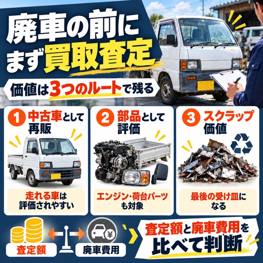軽トラは廃車前に買取査定するのが基本