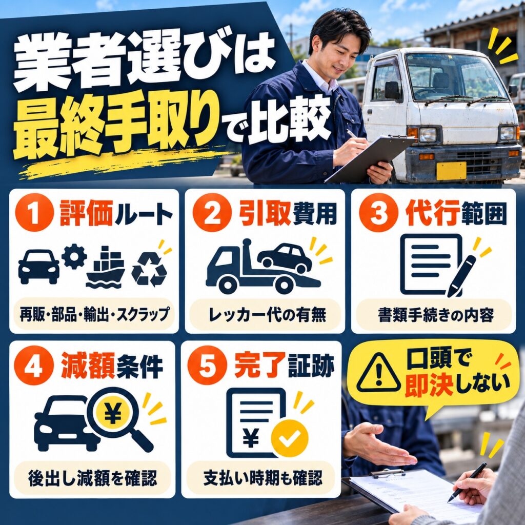 廃車買取業者を選ぶときの確認点