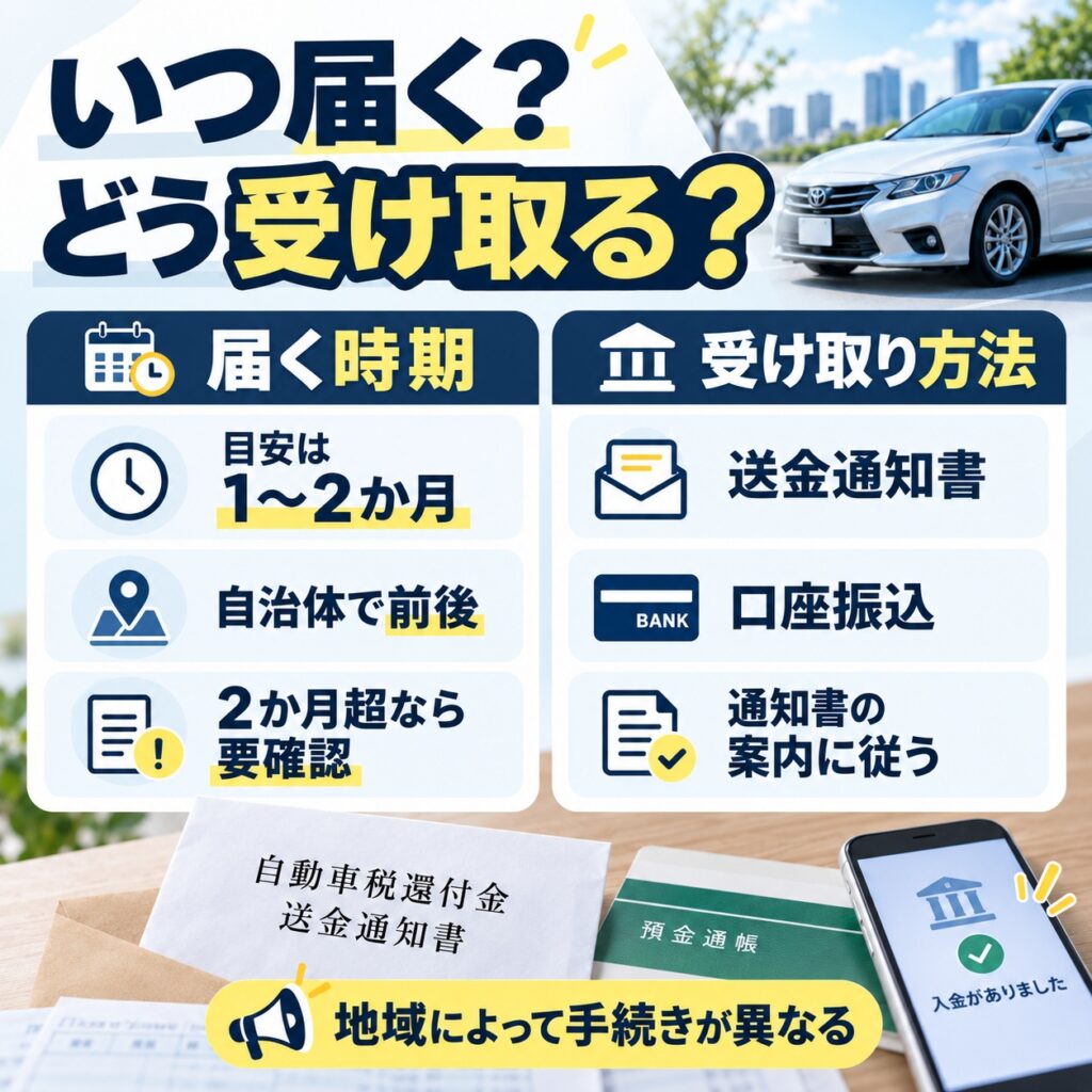 還付金が届く時期と受け取り方法を確認する