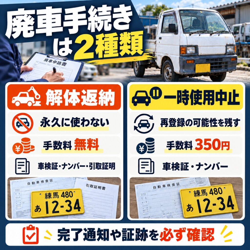 軽トラの廃車手続きと必要書類