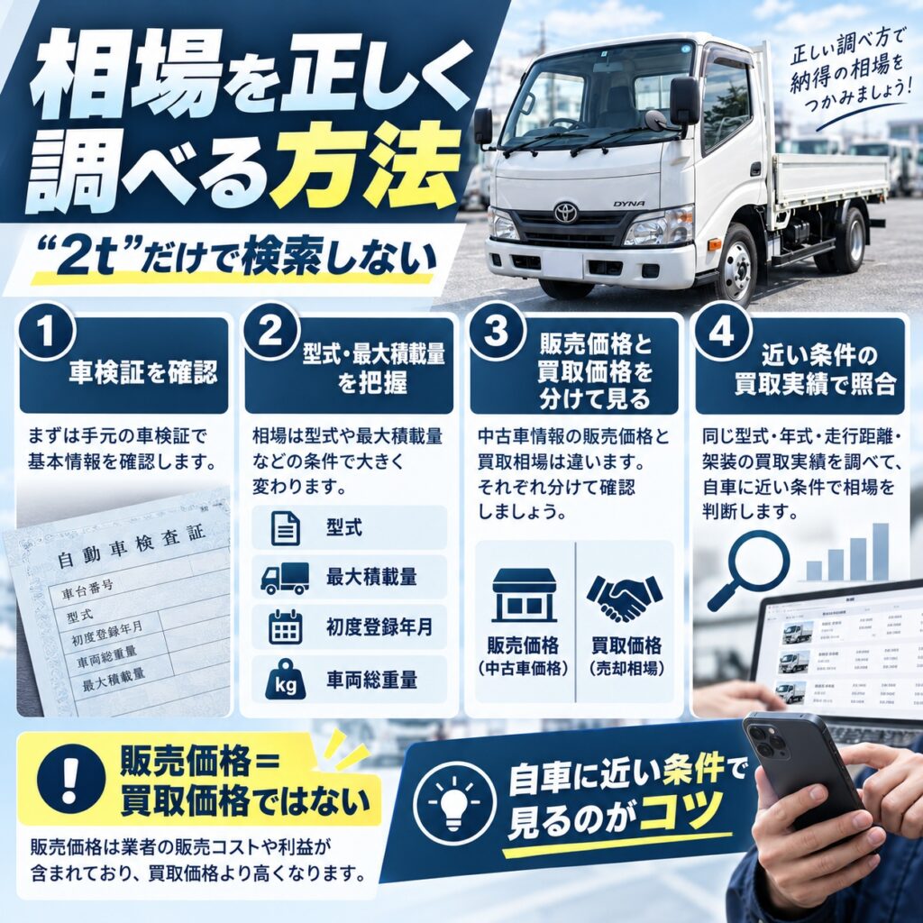 2tトラックの相場を正しく調べる方法