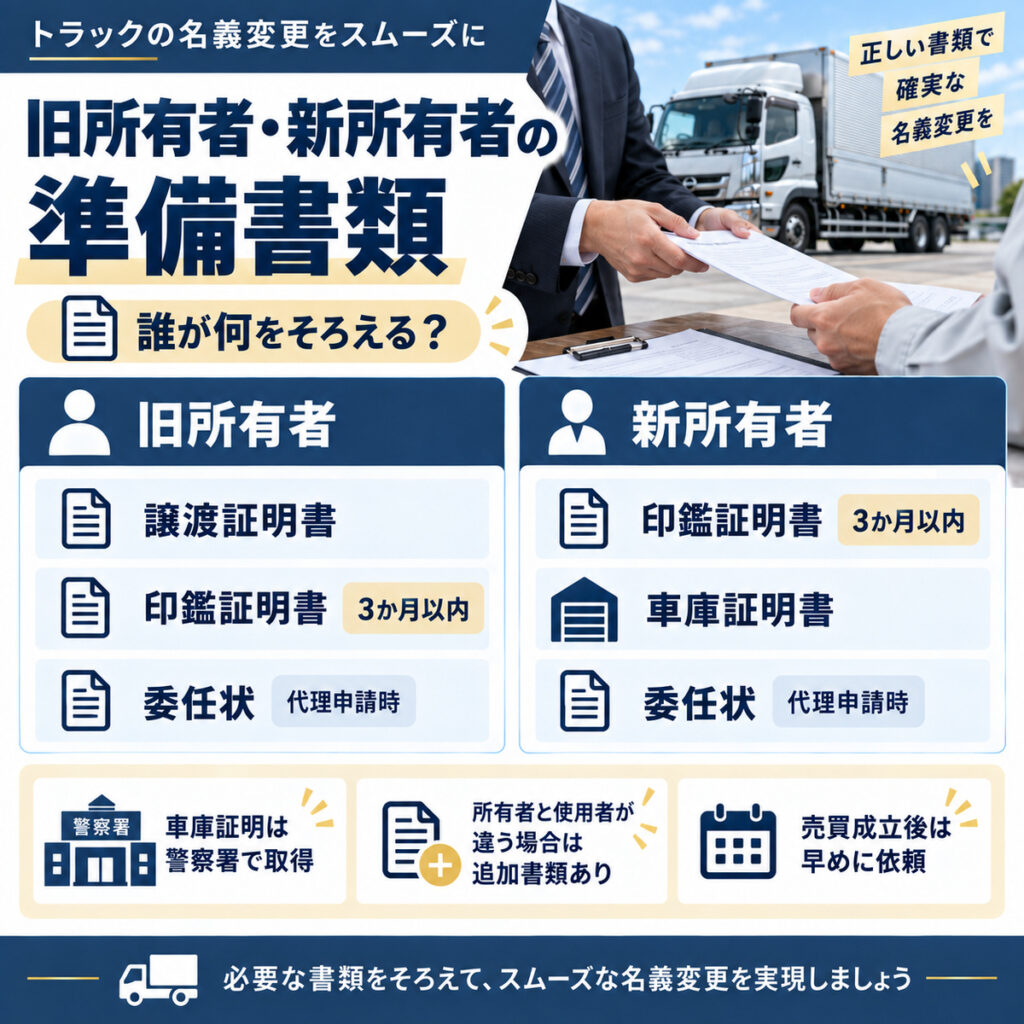 旧所有者と新所有者が用意する書類