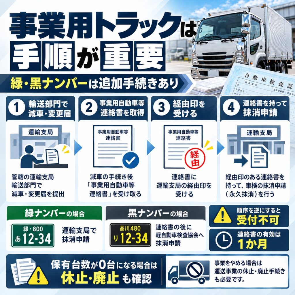 事業用トラックは廃車前に追加書類を確認する