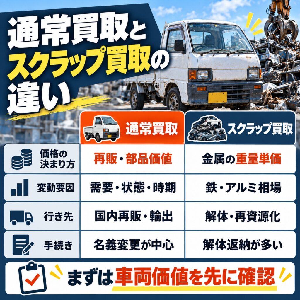 スクラップ買取と通常買取の違い