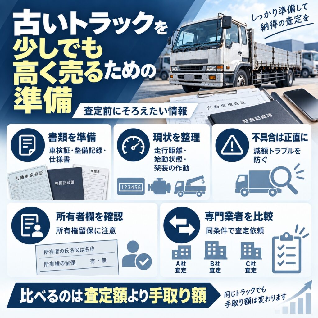 古いトラックを少しでも高く売るための準備