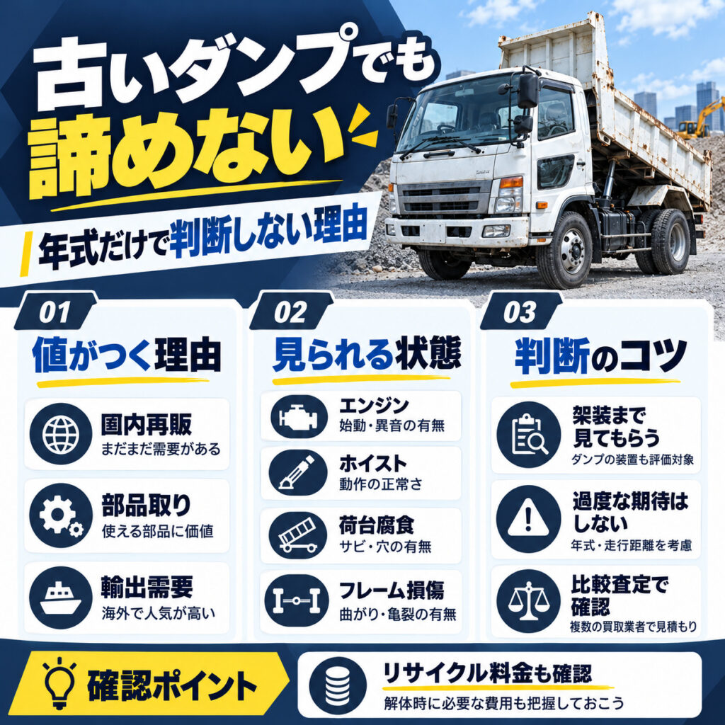 古いダンプでも年式だけで下取りを諦めない